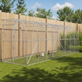 vidaXL Kurnik przy ścianie srebrny 600 x 150 x 215 cm Stal ocynkowana