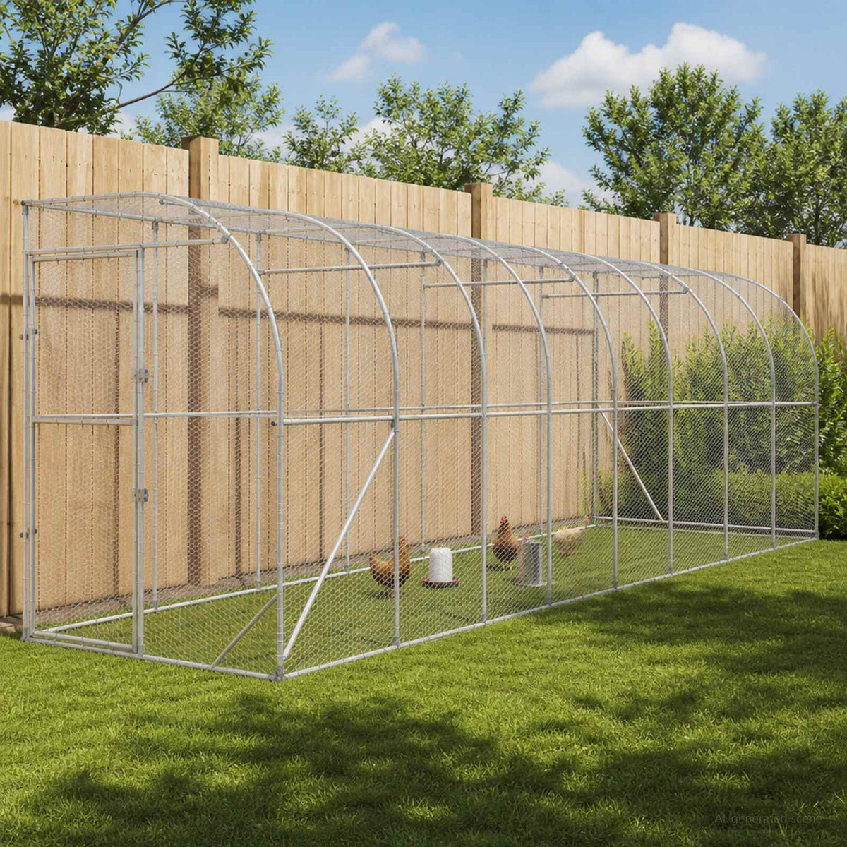 vidaXL Kurnik przy ścianie srebrny 600 x 150 x 215 cm Stal ocynkowana