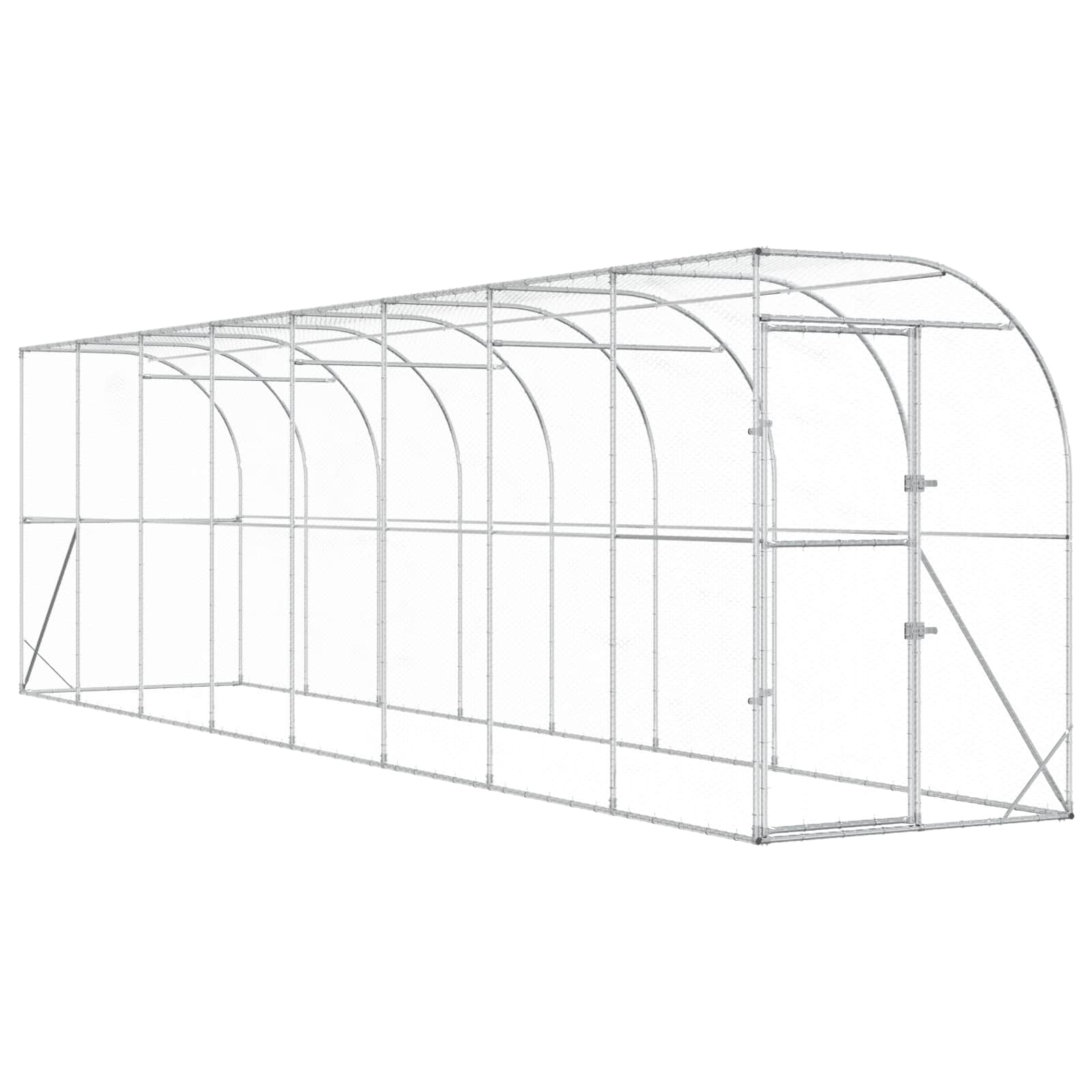 vidaXL Kurnik przy ścianie srebrny 600 x 150 x 215 cm Stal ocynkowana