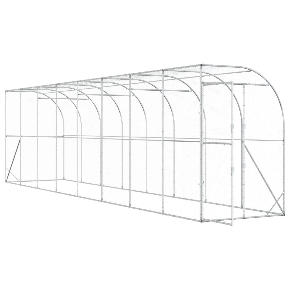 vidaXL Kurnik przy ścianie srebrny 600 x 150 x 215 cm Stal ocynkowana