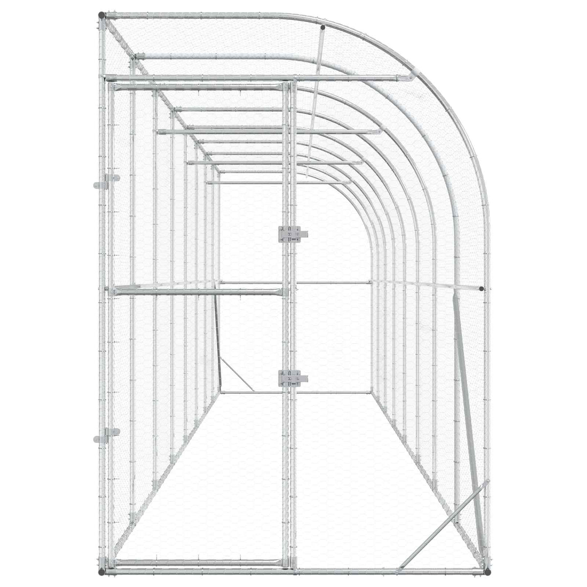 vidaXL Kurnik przy ścianie srebrny 600 x 150 x 215 cm Stal ocynkowana