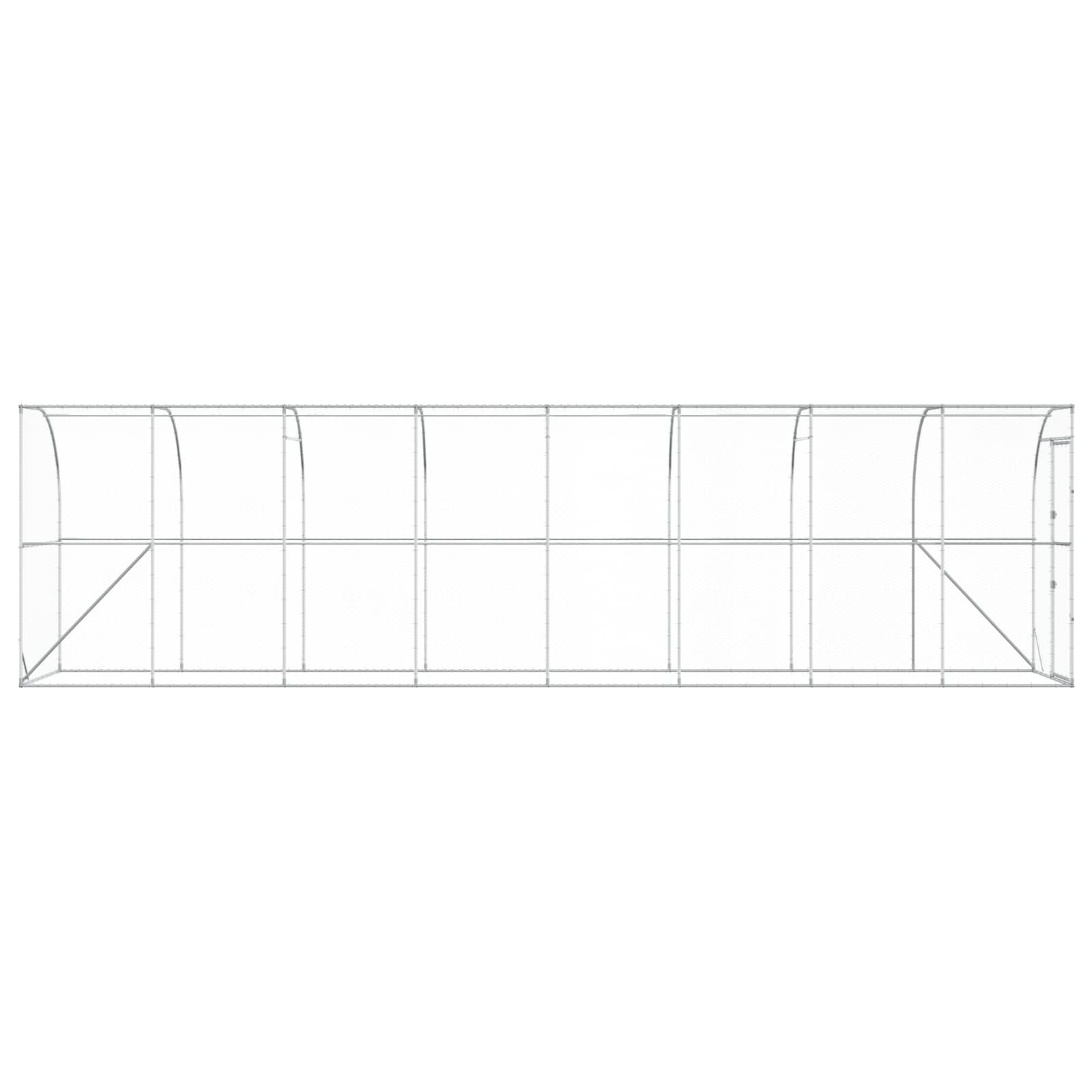 vidaXL Kurnik przy ścianie srebrny 600 x 150 x 215 cm Stal ocynkowana