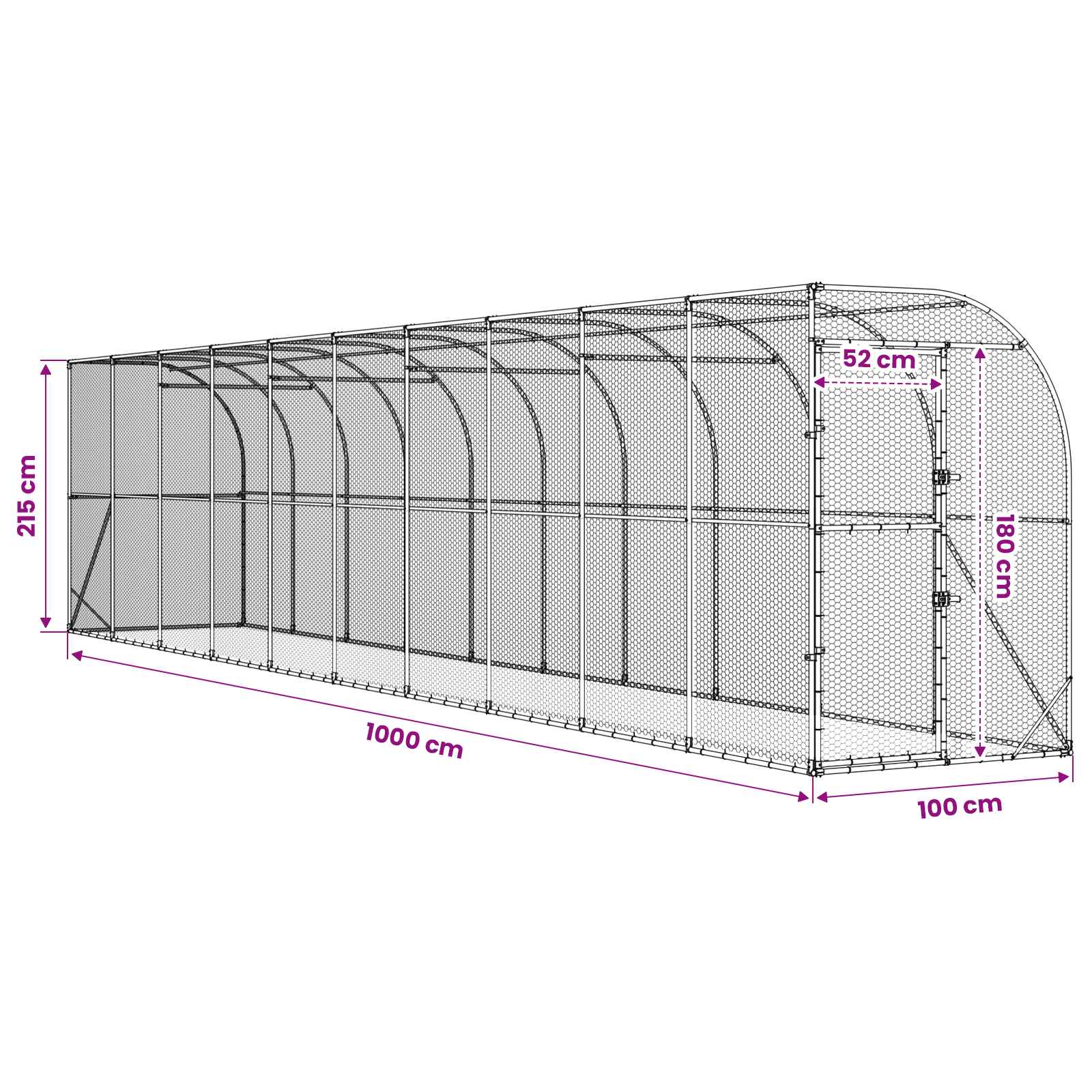 vidaXL Kurnik przy ścianie srebrny 600 x 150 x 215 cm Stal ocynkowana
