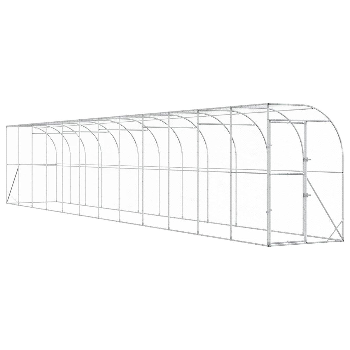 vidaXL Kurnik przy ścianie srebrny 600 x 150 x 215 cm Stal ocynkowana