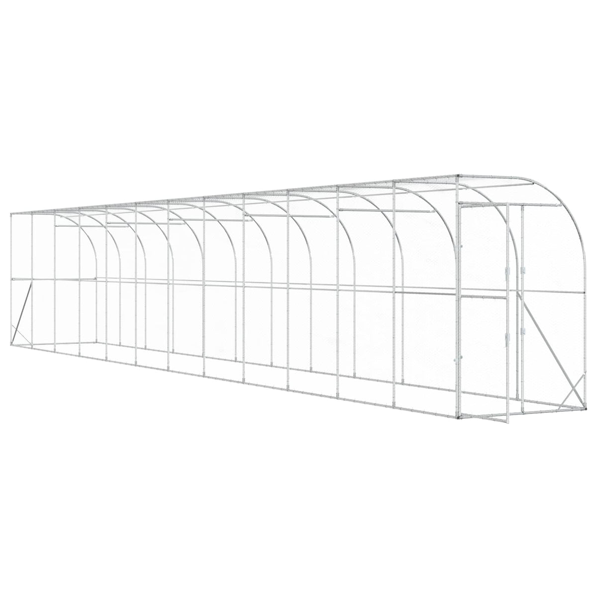 vidaXL Kurnik przy ścianie srebrny 600 x 150 x 215 cm Stal ocynkowana