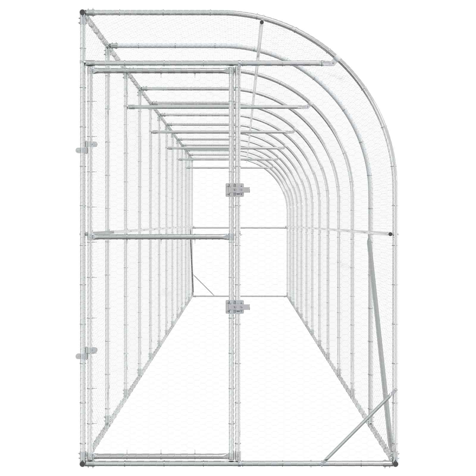 vidaXL Kurnik przy ścianie srebrny 600 x 150 x 215 cm Stal ocynkowana