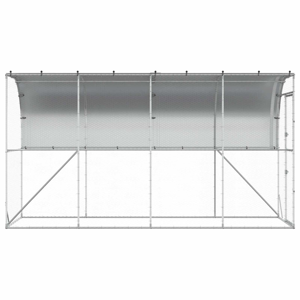 vidaXL Kurnik przy ścianie srebrny 600 x 150 x 215 cm Stal ocynkowana