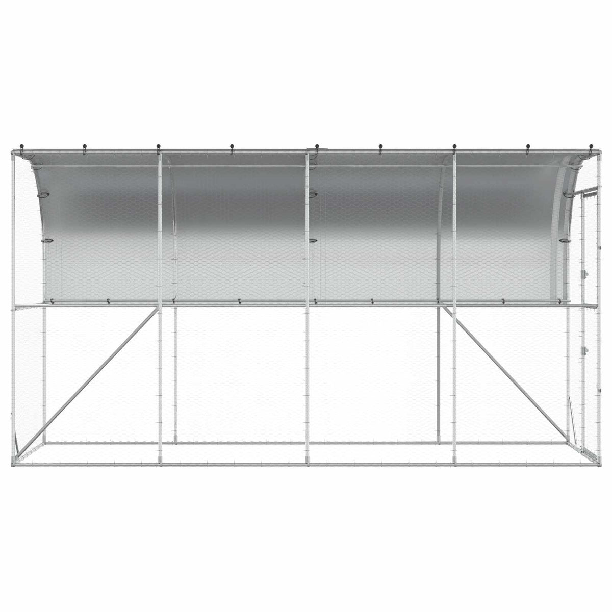 vidaXL Kurnik przy ścianie srebrny 600 x 150 x 215 cm Stal ocynkowana