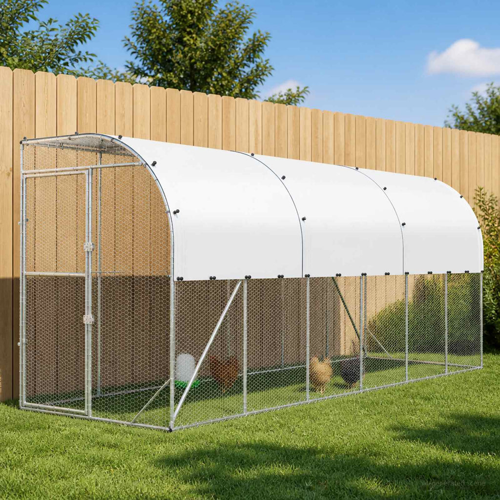vidaXL Kurnik przy ścianie srebrny 600 x 150 x 215 cm Stal ocynkowana