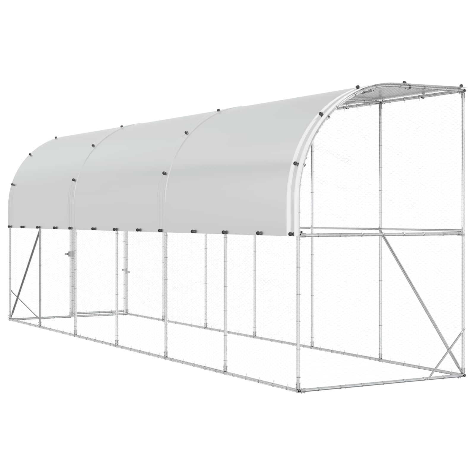 vidaXL Kurnik przy ścianie srebrny 600 x 150 x 215 cm Stal ocynkowana