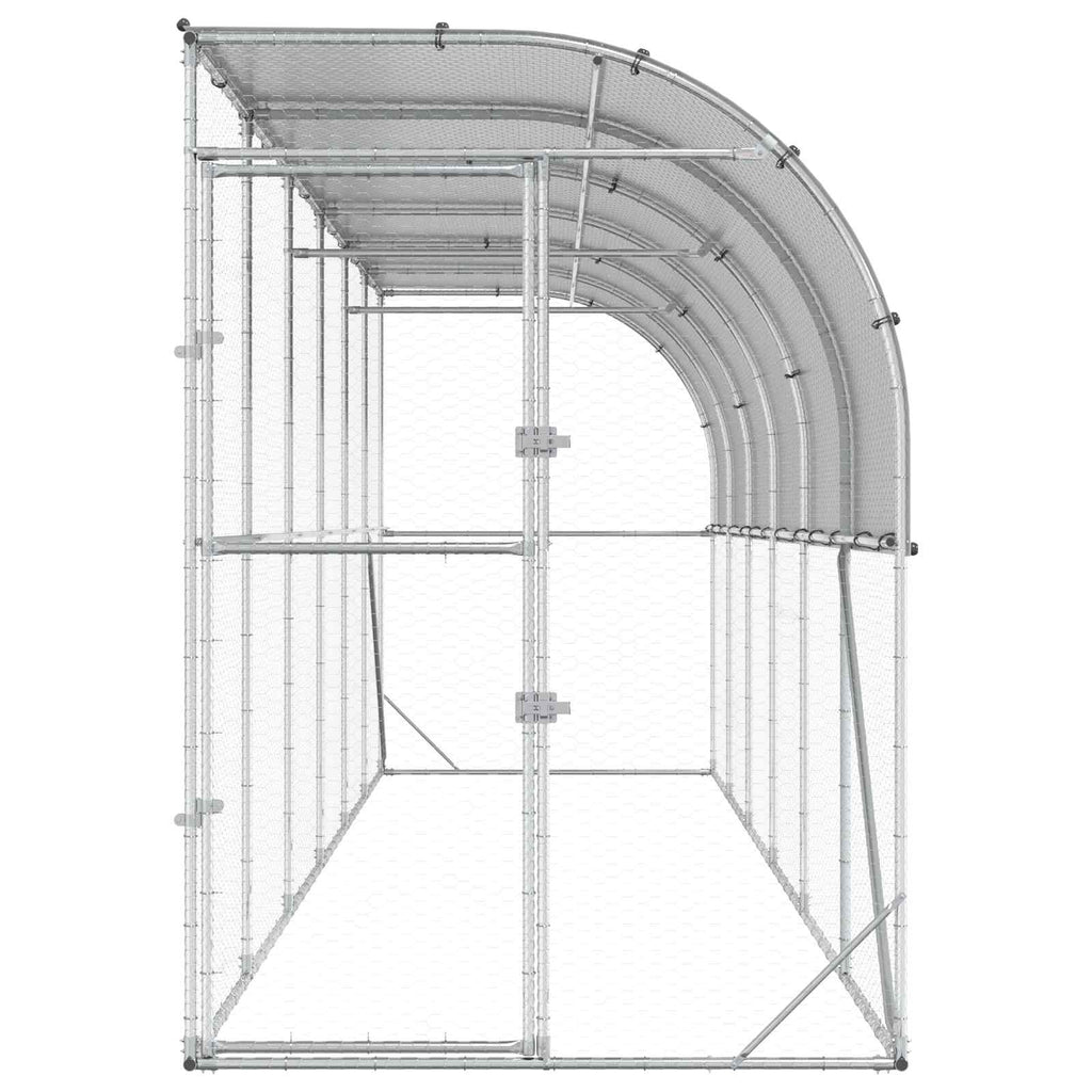 vidaXL Kurnik przy ścianie srebrny 600 x 150 x 215 cm Stal ocynkowana