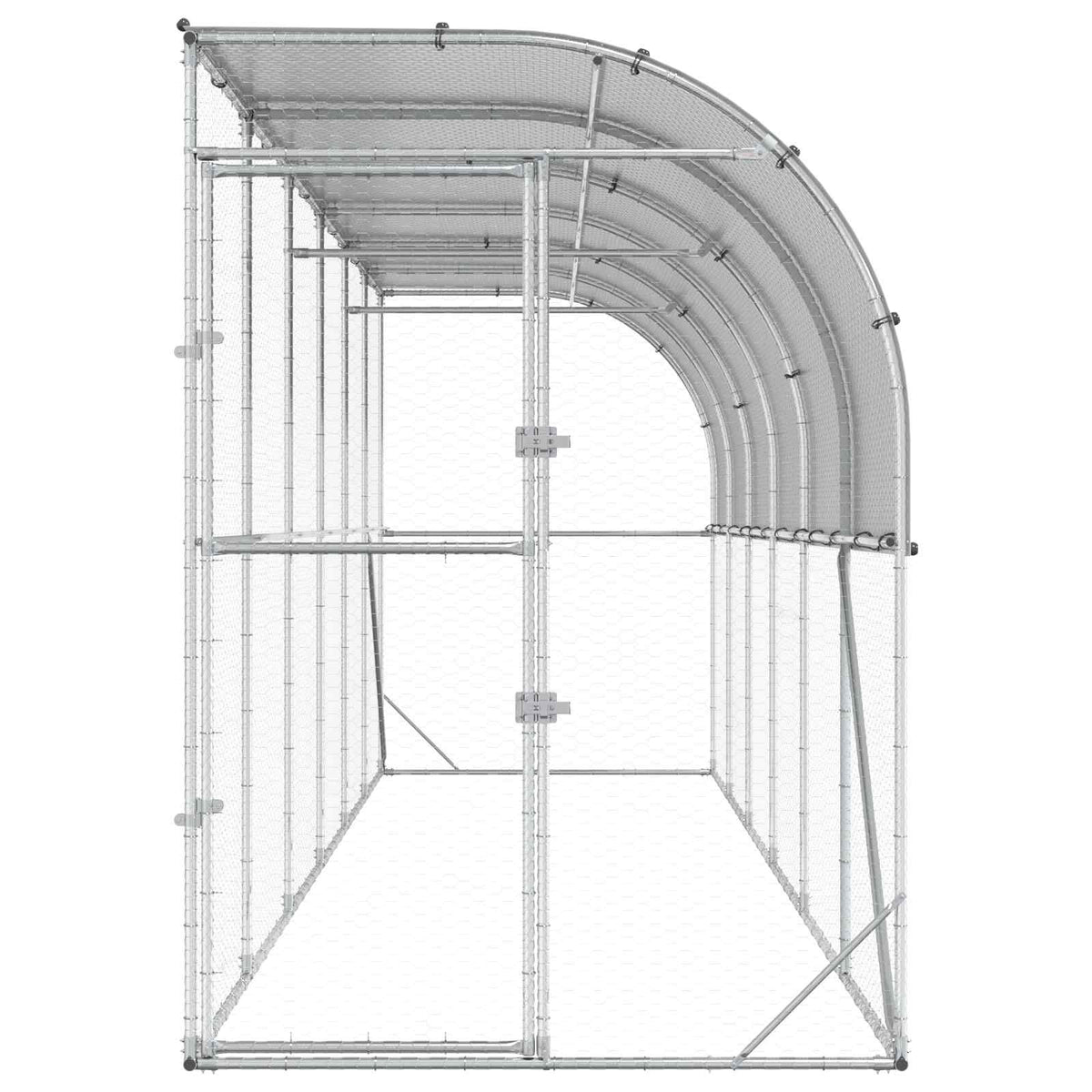 vidaXL Kurnik przy ścianie srebrny 600 x 150 x 215 cm Stal ocynkowana