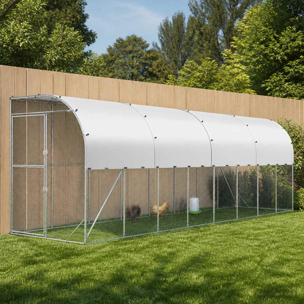 vidaXL Kurnik przy ścianie srebrny 600 x 150 x 215 cm Stal ocynkowana