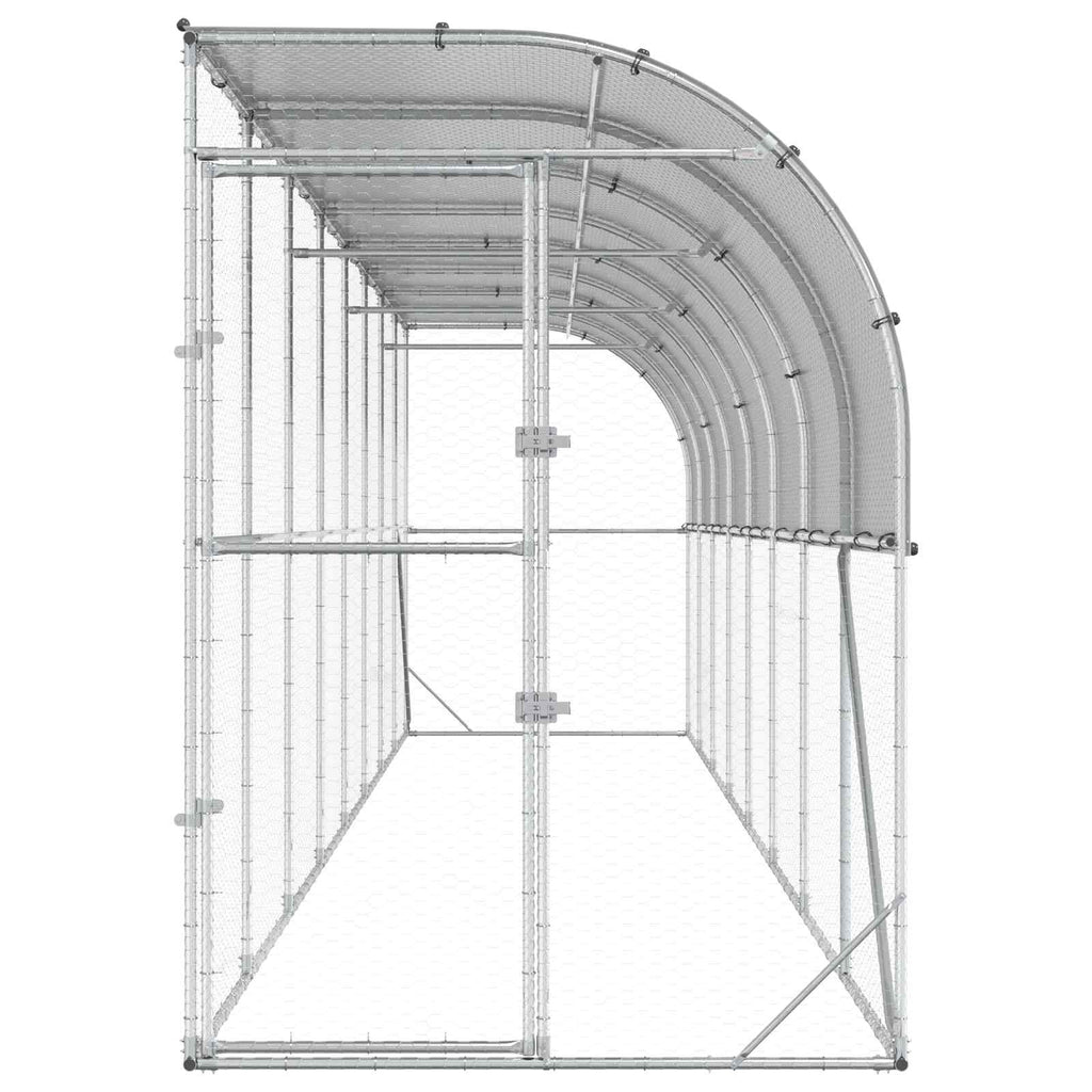 vidaXL Kurnik przy ścianie srebrny 600 x 150 x 215 cm Stal ocynkowana