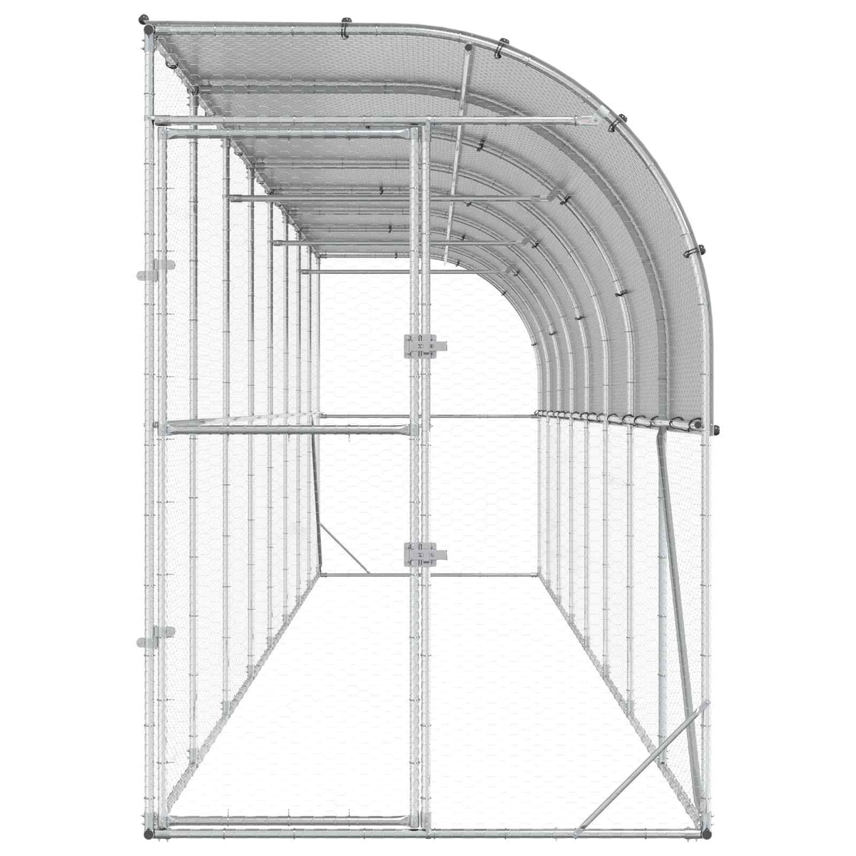 vidaXL Kurnik przy ścianie srebrny 600 x 150 x 215 cm Stal ocynkowana