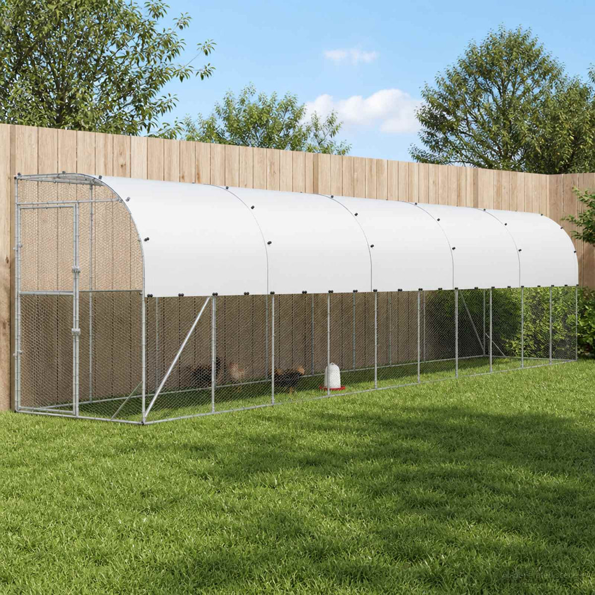 vidaXL Kurnik przy ścianie srebrny 600 x 150 x 215 cm Stal ocynkowana