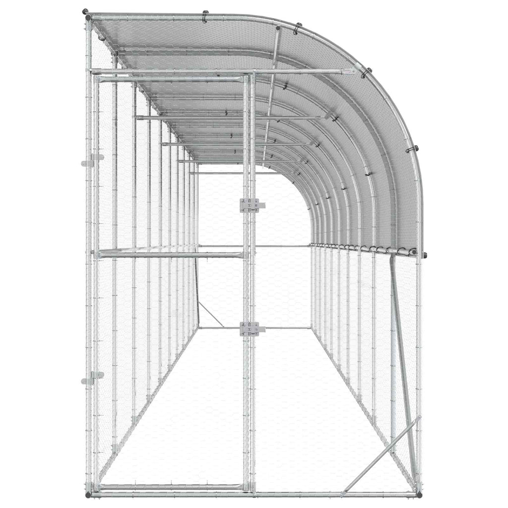 vidaXL Kurnik przy ścianie srebrny 600 x 150 x 215 cm Stal ocynkowana