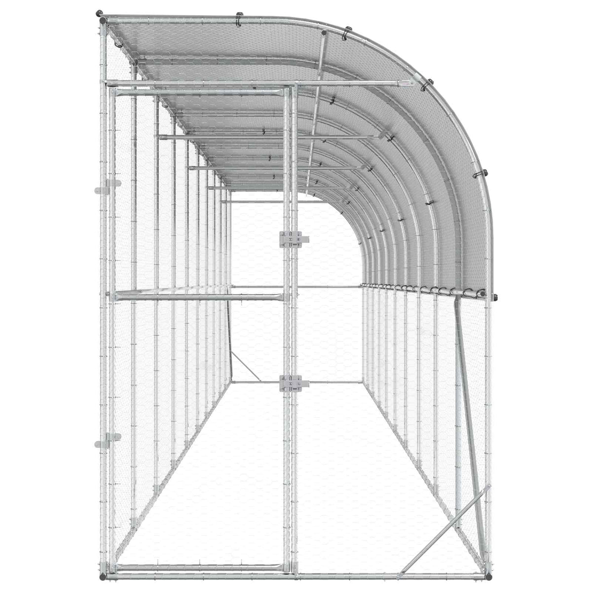 vidaXL Kurnik przy ścianie srebrny 600 x 150 x 215 cm Stal ocynkowana