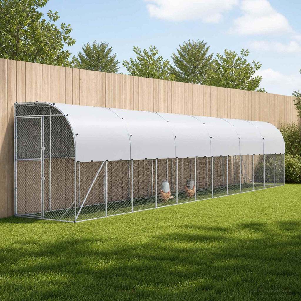 vidaXL Kurnik przy ścianie srebrny 600 x 150 x 215 cm Stal ocynkowana