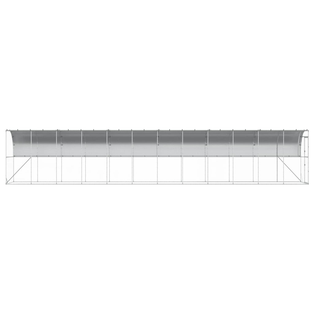 vidaXL Kurnik przy ścianie srebrny 600 x 150 x 215 cm Stal ocynkowana