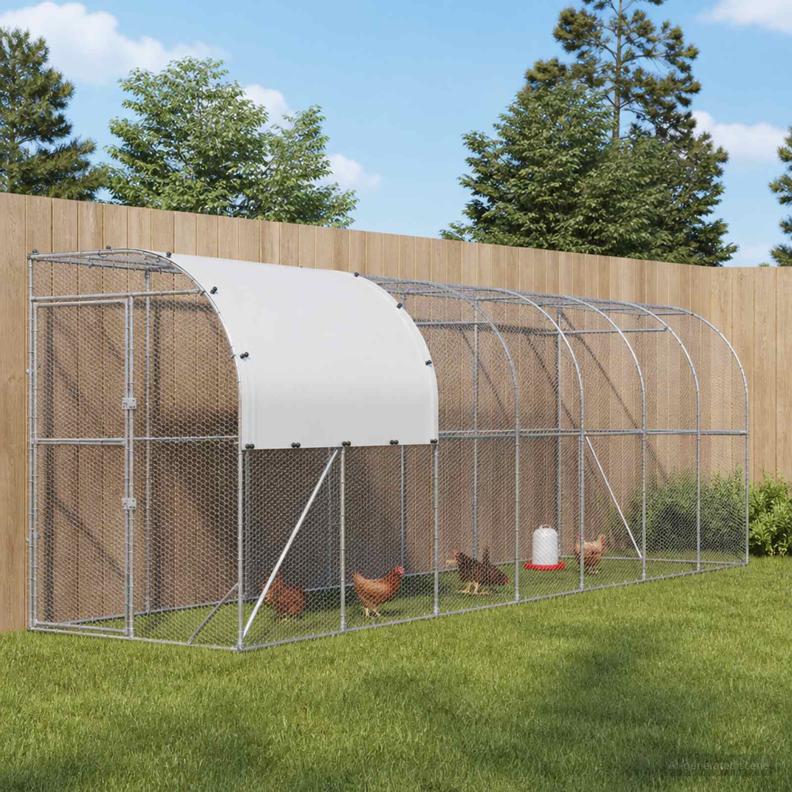 vidaXL Kurnik przy ścianie srebrny 800 x 100 x 215 cm Stal ocynkowana