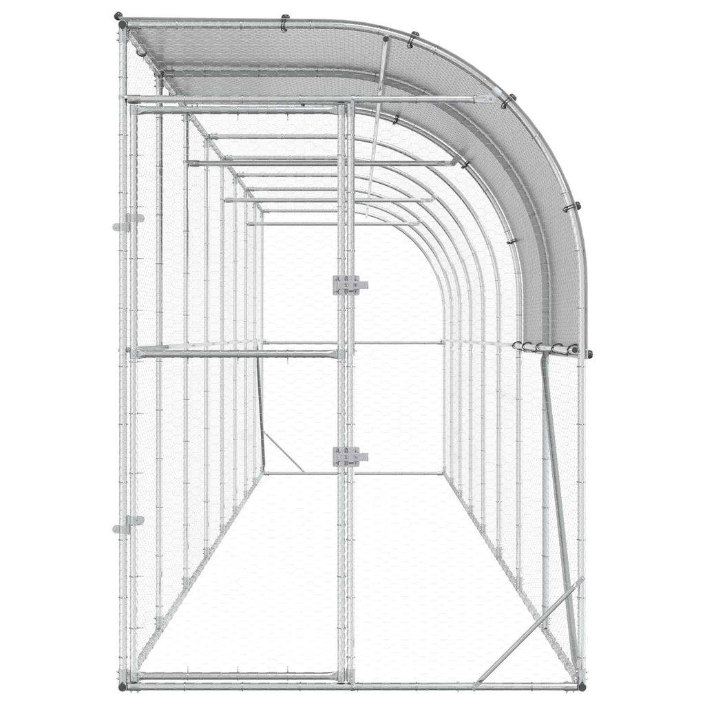vidaXL Kurnik przy ścianie srebrny 800 x 100 x 215 cm Stal ocynkowana