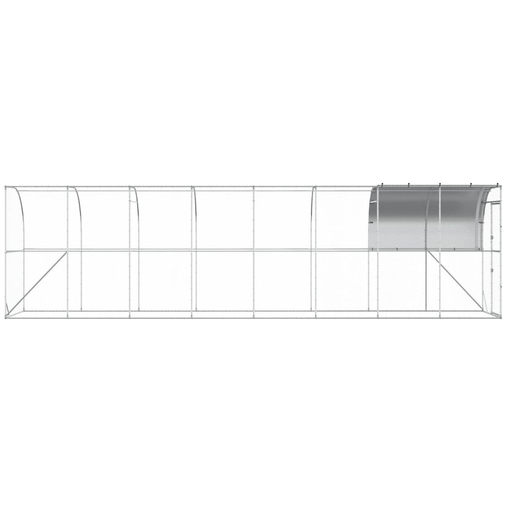 vidaXL Kurnik przy ścianie srebrny 800 x 100 x 215 cm Stal ocynkowana