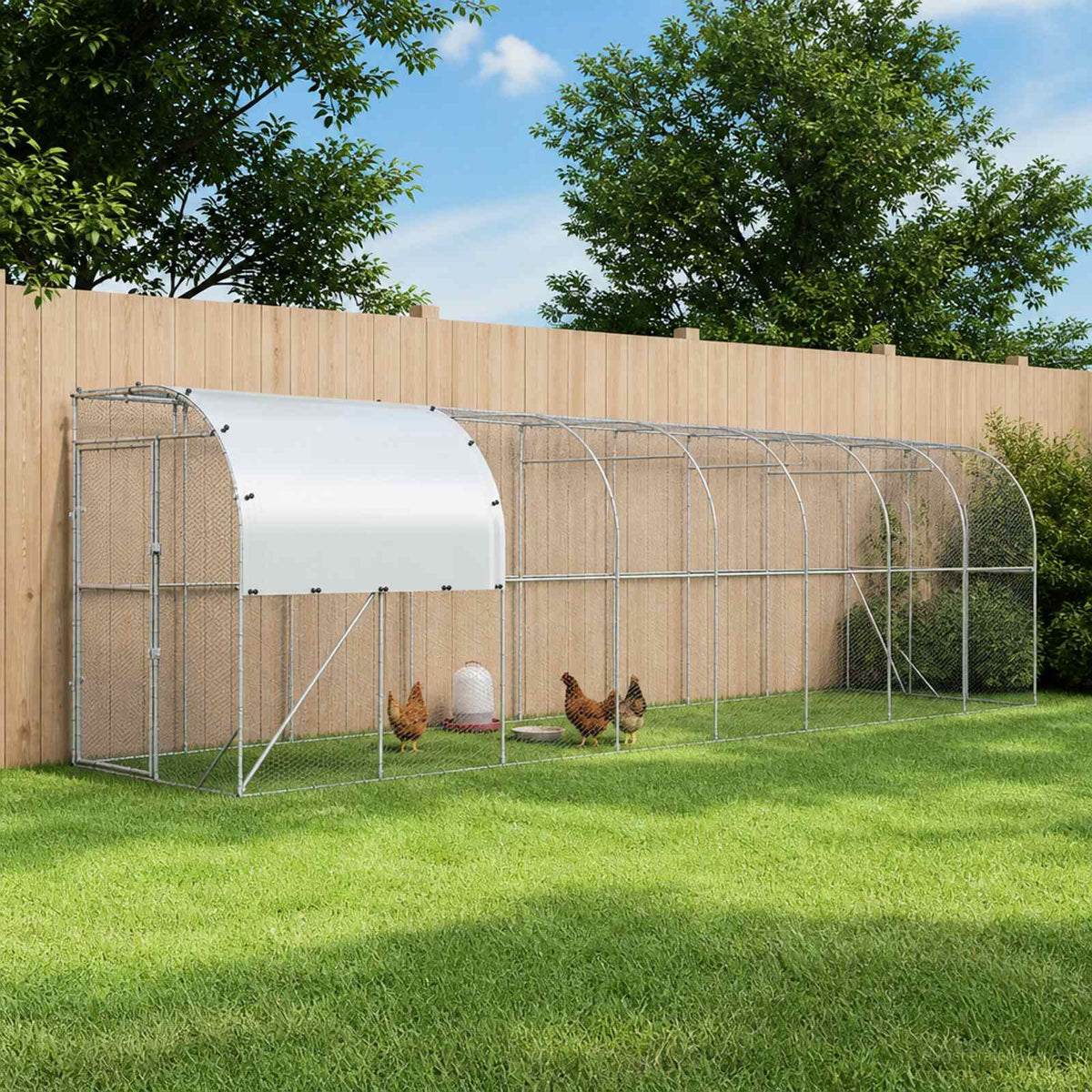 vidaXL Kurnik przy ścianie srebrny 1000 x 100 x 215 cm Stal ocynkowana