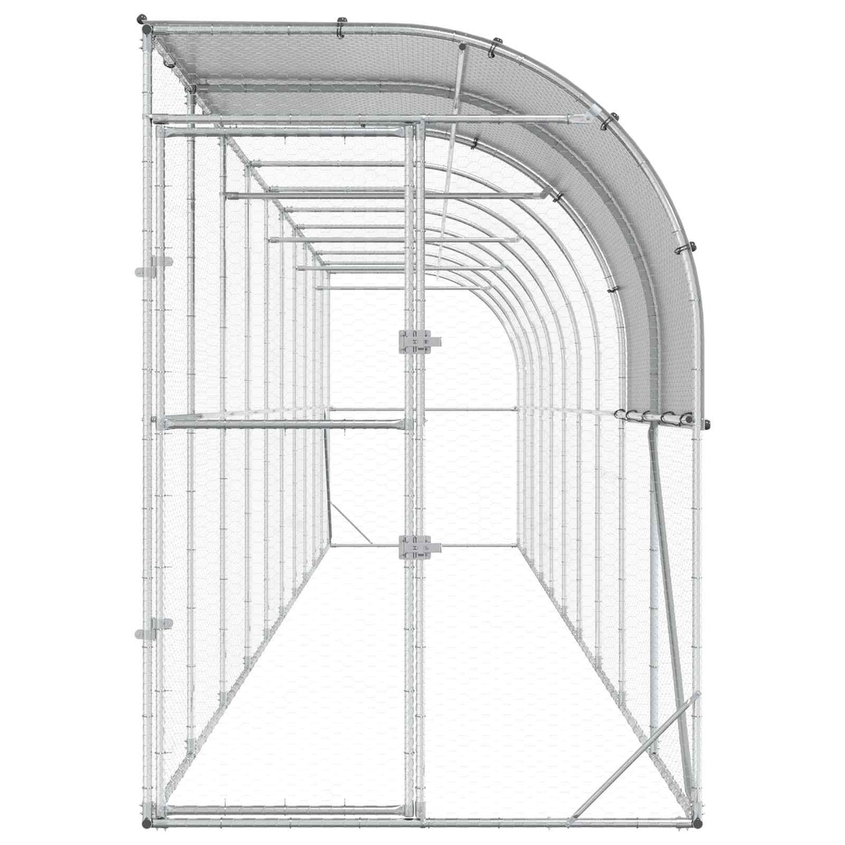 vidaXL Kurnik przy ścianie srebrny 1000 x 100 x 215 cm Stal ocynkowana