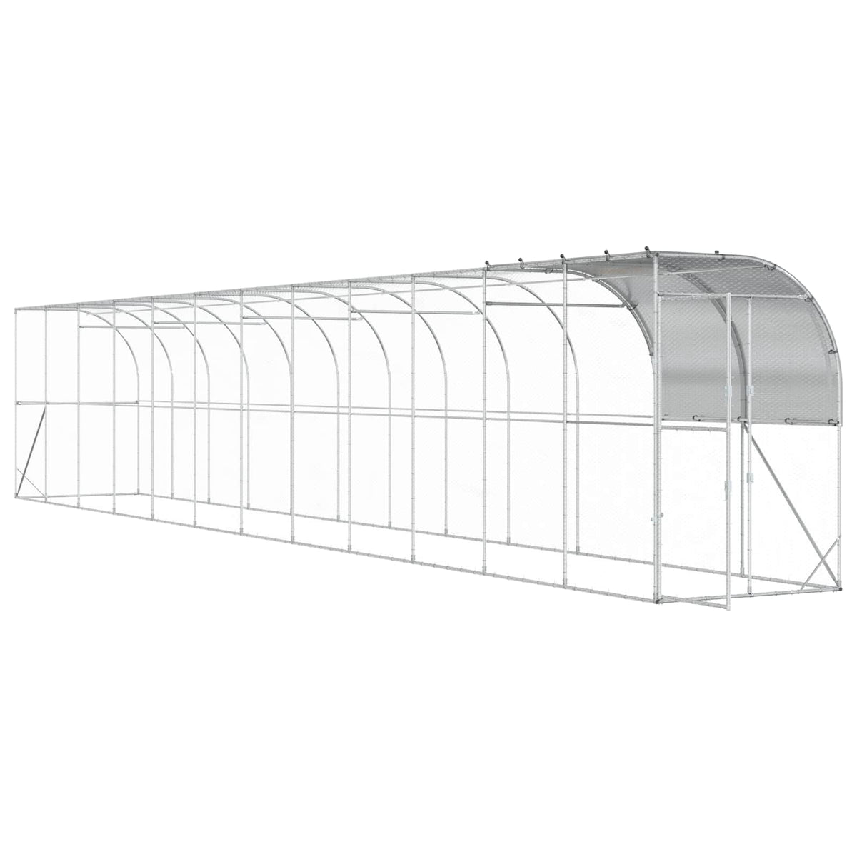 vidaXL Kurnik przy ścianie srebrny 1200 x 100 x 215 cm Stal ocynkowana