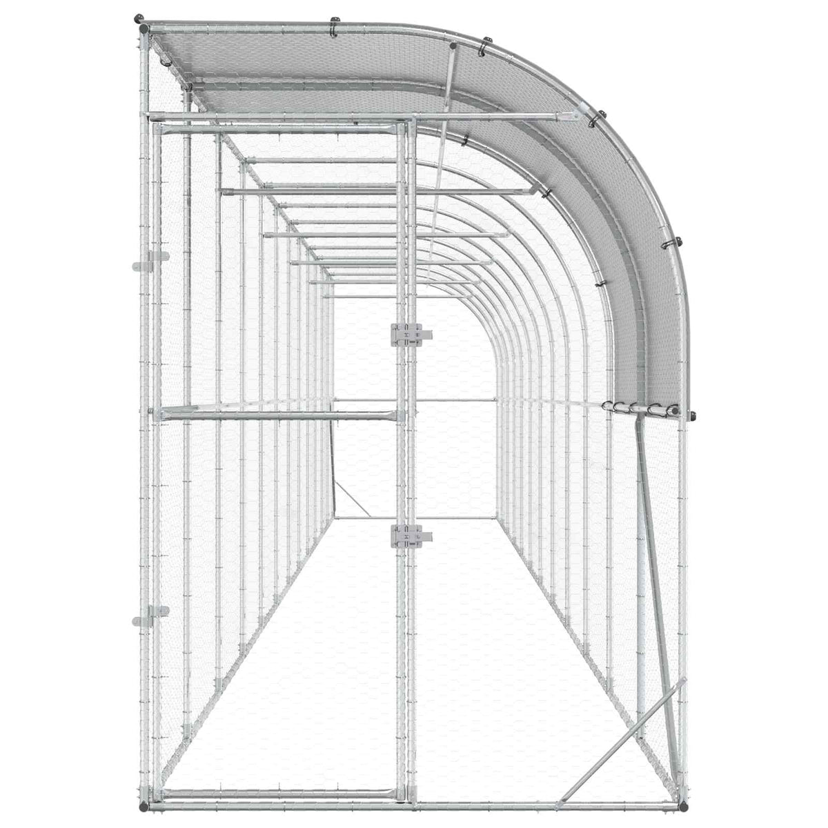 vidaXL Kurnik przy ścianie srebrny 1200 x 100 x 215 cm Stal ocynkowana