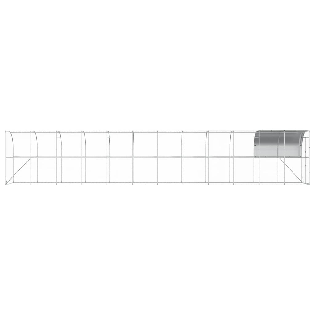 vidaXL Kurnik przy ścianie srebrny 1200 x 100 x 215 cm Stal ocynkowana