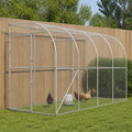 vidaXL Kurnik przy ścianie srebrny 600 x 150 x 215 cm Stal ocynkowana