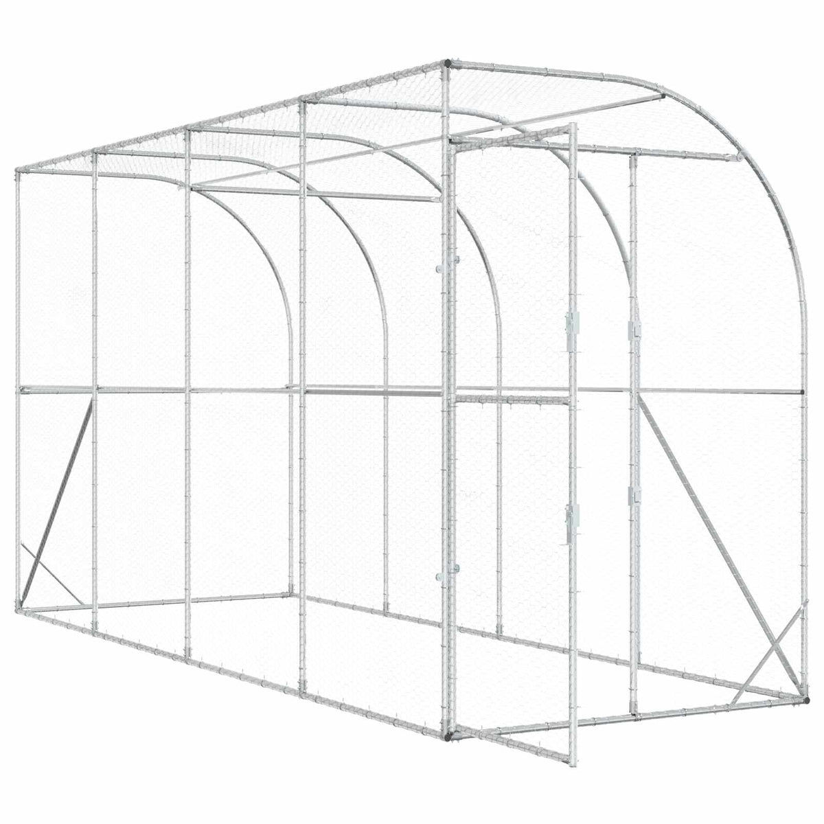 vidaXL Kurnik przy ścianie srebrny 600 x 150 x 215 cm Stal ocynkowana