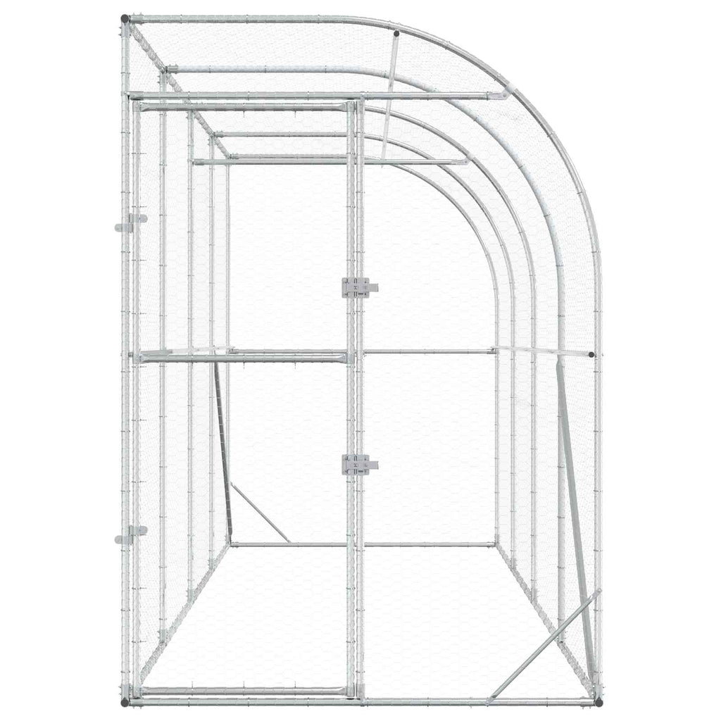 vidaXL Kurnik przy ścianie srebrny 600 x 150 x 215 cm Stal ocynkowana