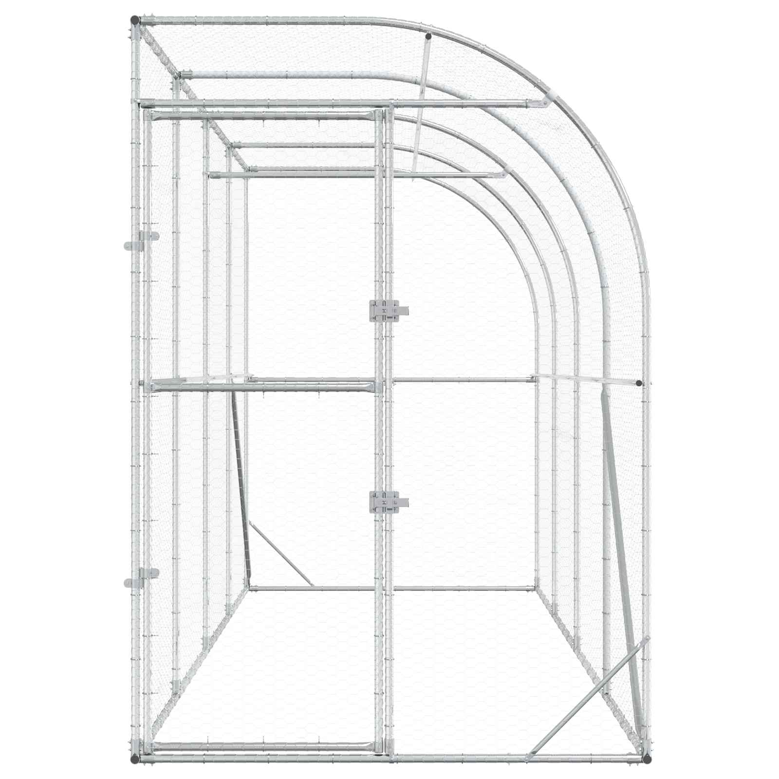vidaXL Kurnik przy ścianie srebrny 600 x 150 x 215 cm Stal ocynkowana