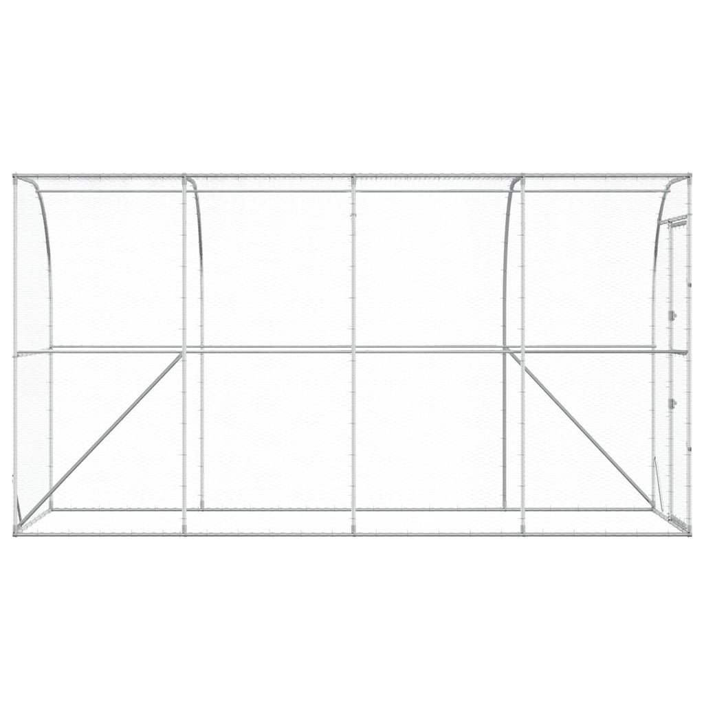 vidaXL Kurnik przy ścianie srebrny 600 x 150 x 215 cm Stal ocynkowana