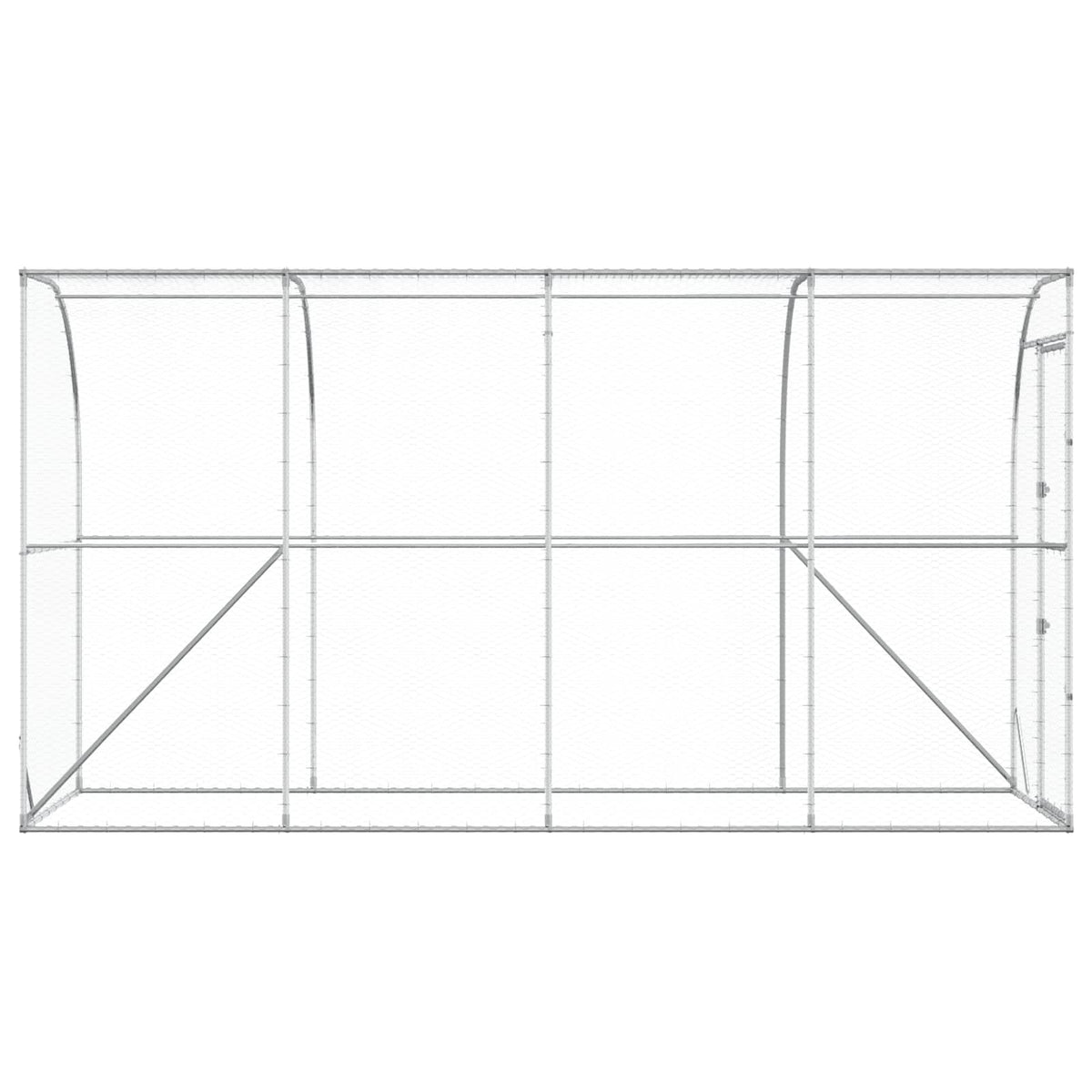 vidaXL Kurnik przy ścianie srebrny 600 x 150 x 215 cm Stal ocynkowana