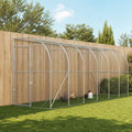 vidaXL Kurnik przy ścianie srebrny 600 x 150 x 215 cm Stal ocynkowana
