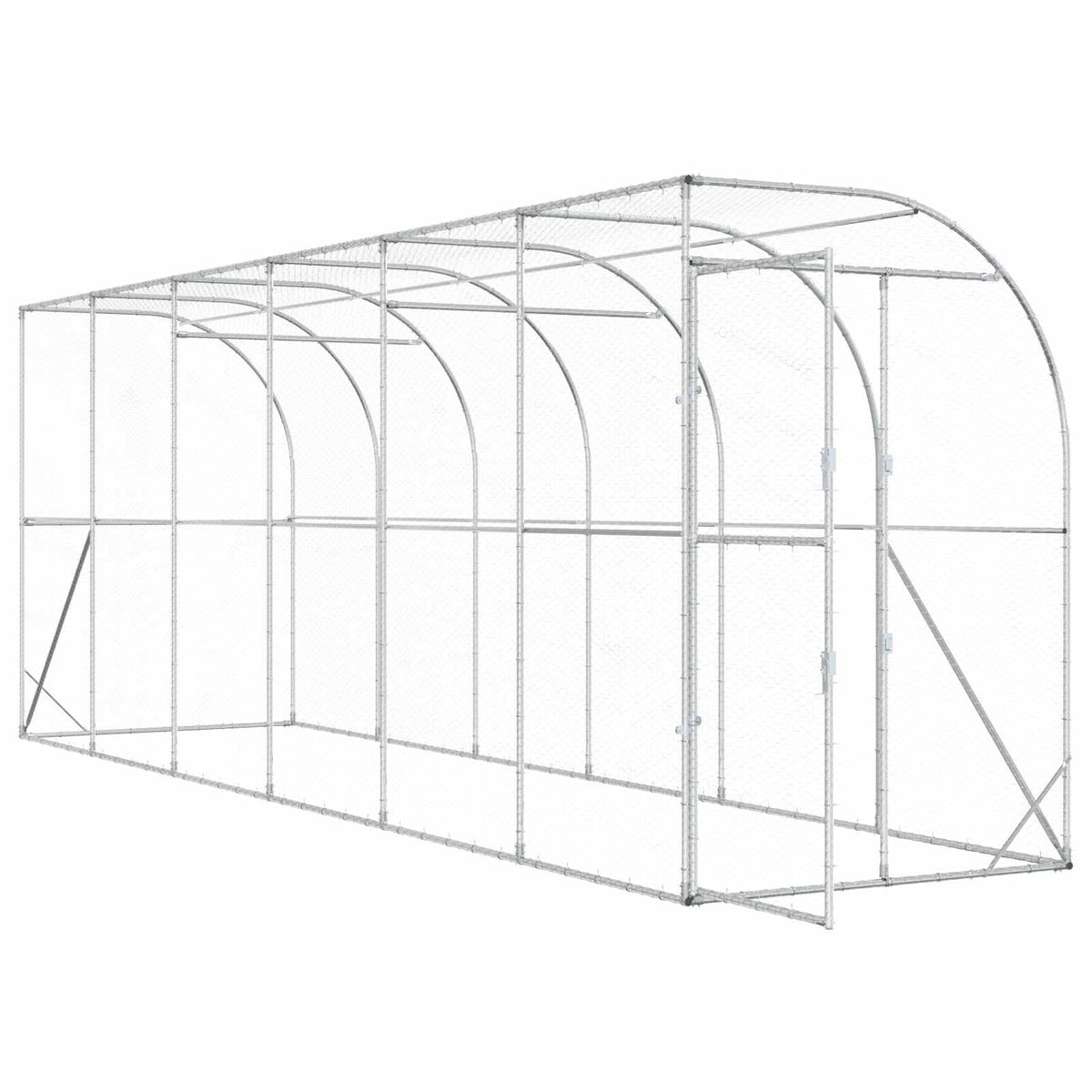 vidaXL Kurnik przy ścianie srebrny 600 x 150 x 215 cm Stal ocynkowana