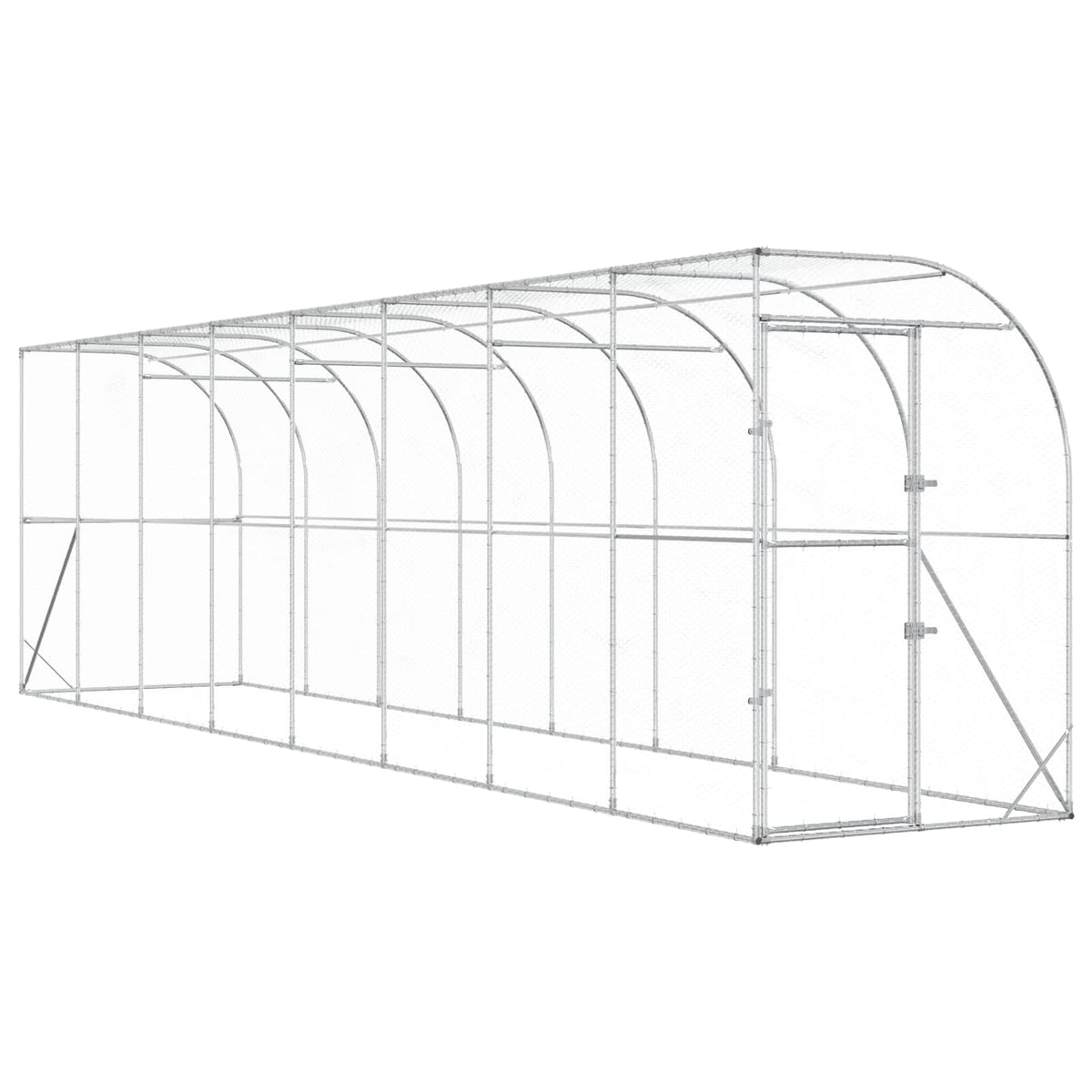 vidaXL Kurnik przy ścianie srebrny 600 x 150 x 215 cm Stal ocynkowana