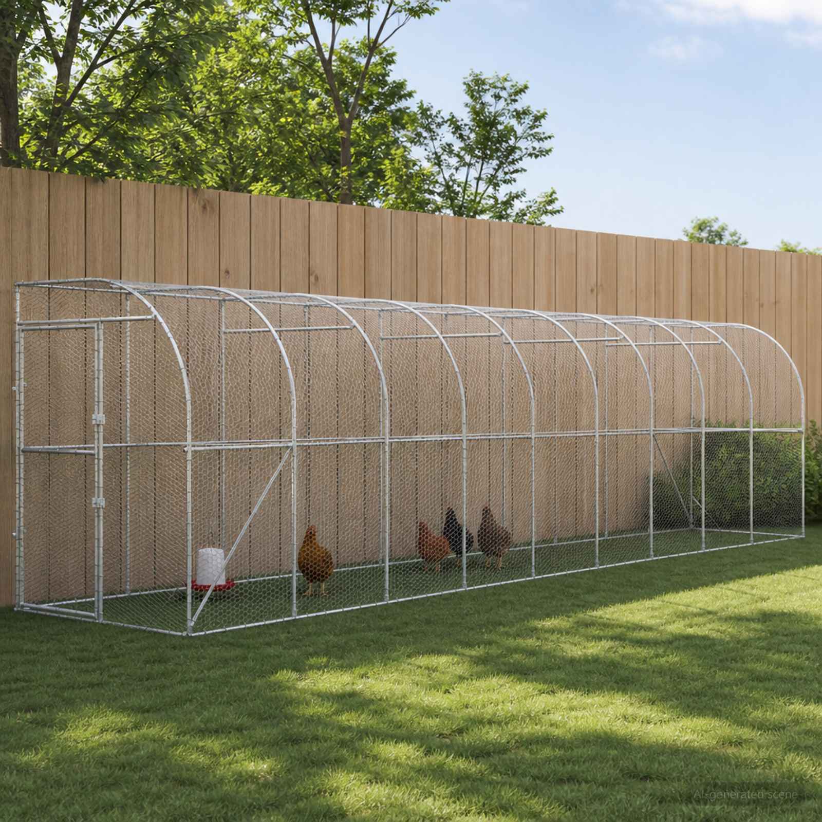 vidaXL Kurnik przy ścianie srebrny 600 x 150 x 215 cm Stal ocynkowana