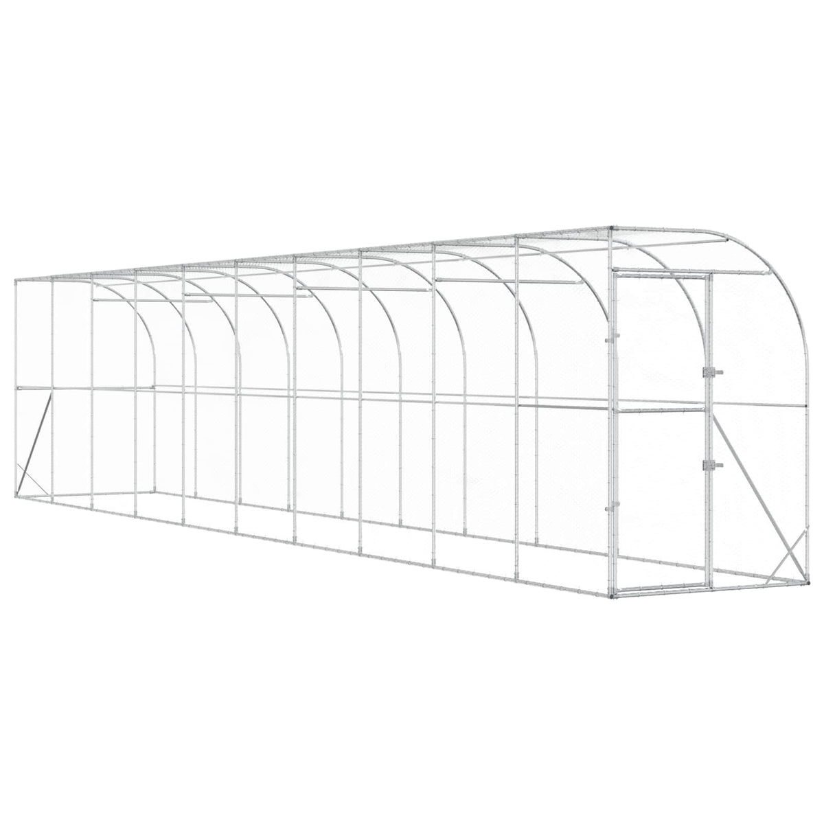 vidaXL Kurnik przy ścianie srebrny 600 x 150 x 215 cm Stal ocynkowana