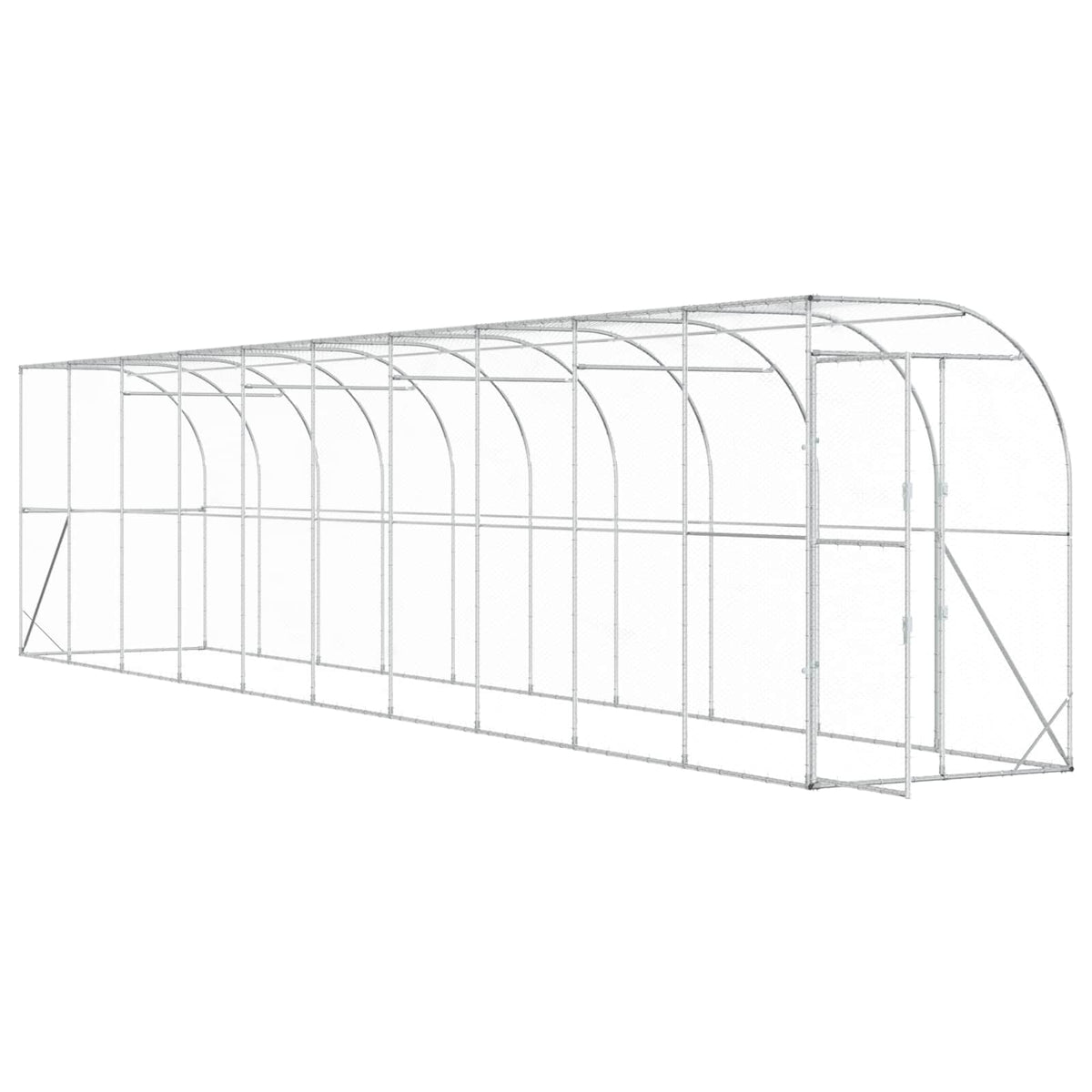 vidaXL Kurnik przy ścianie srebrny 600 x 150 x 215 cm Stal ocynkowana