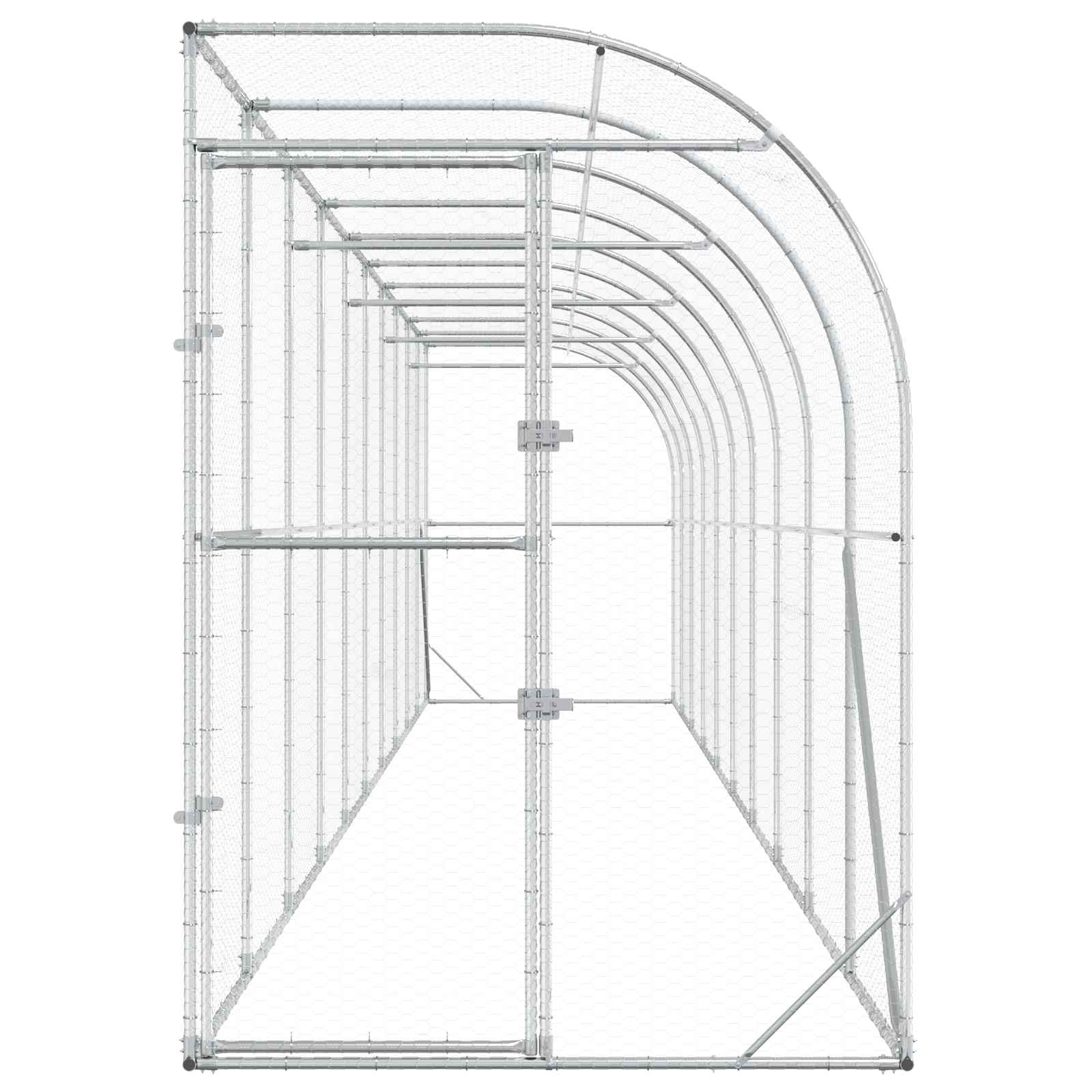 vidaXL Kurnik przy ścianie srebrny 600 x 150 x 215 cm Stal ocynkowana