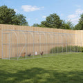 vidaXL Kurnik przy ścianie srebrny 600 x 150 x 215 cm Stal ocynkowana