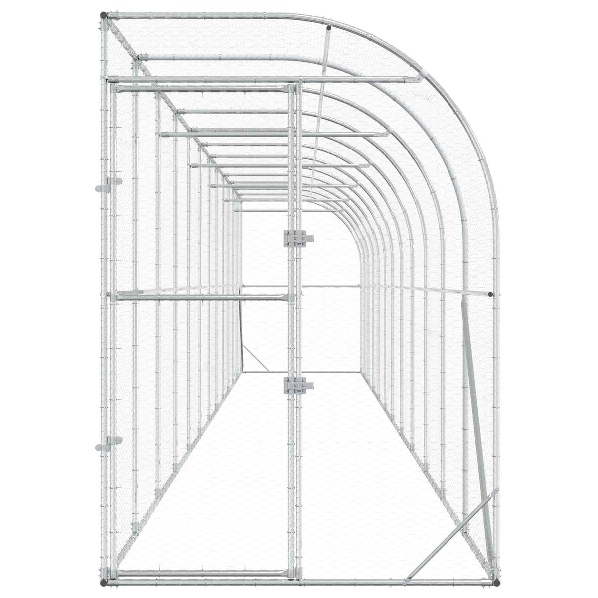 vidaXL Kurnik przy ścianie srebrny 600 x 150 x 215 cm Stal ocynkowana