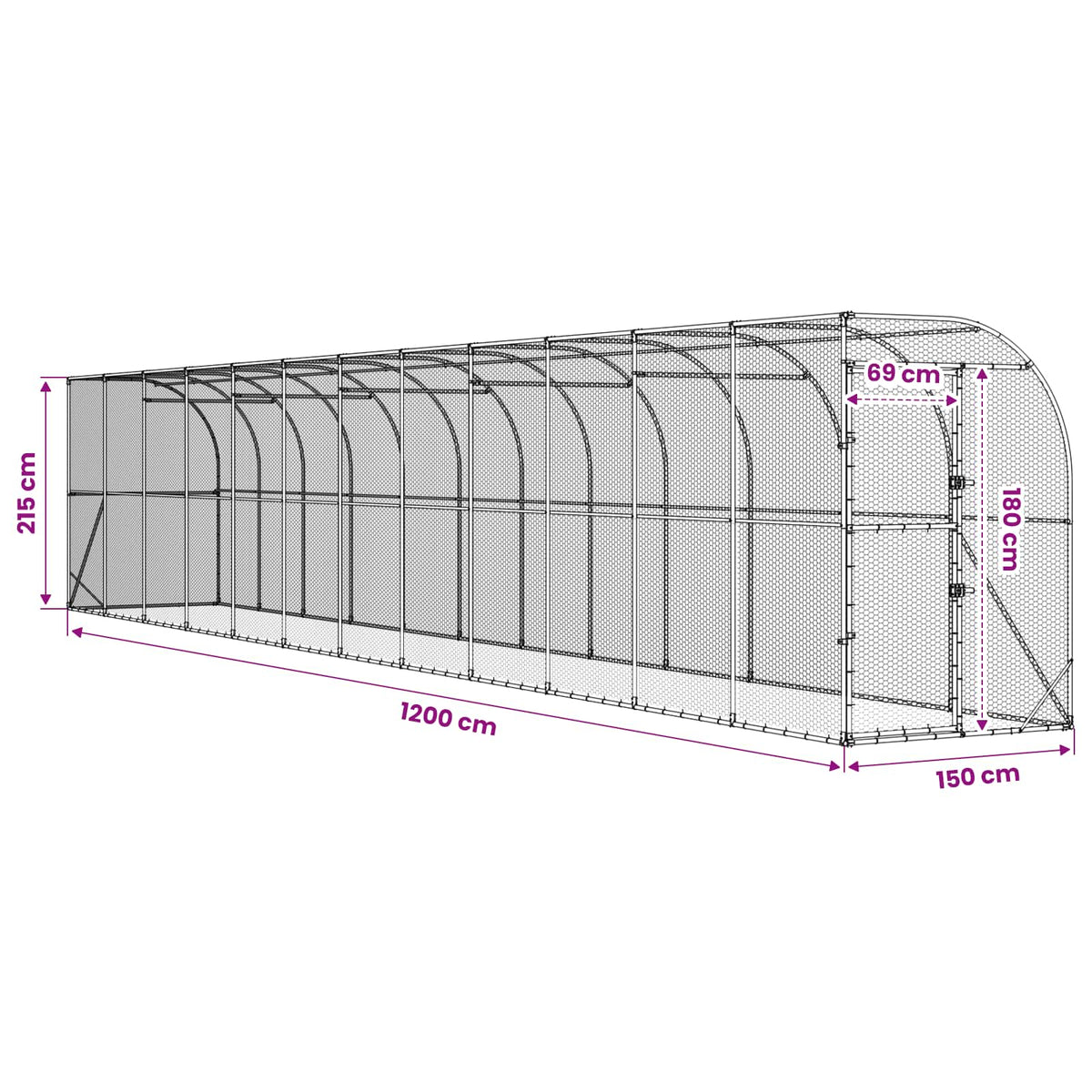 vidaXL Kurnik przy ścianie srebrny 600 x 150 x 215 cm Stal ocynkowana