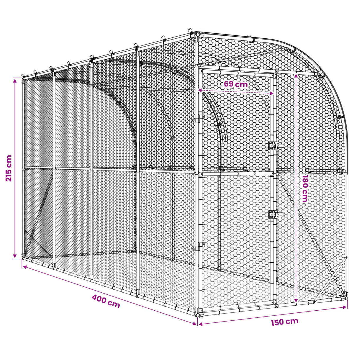 vidaXL Kurnik przy ścianie srebrny 600 x 150 x 215 cm Stal ocynkowana