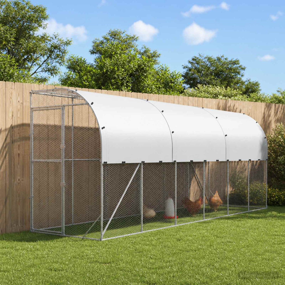 vidaXL Kurnik przy ścianie srebrny 600 x 150 x 215 cm Stal ocynkowana